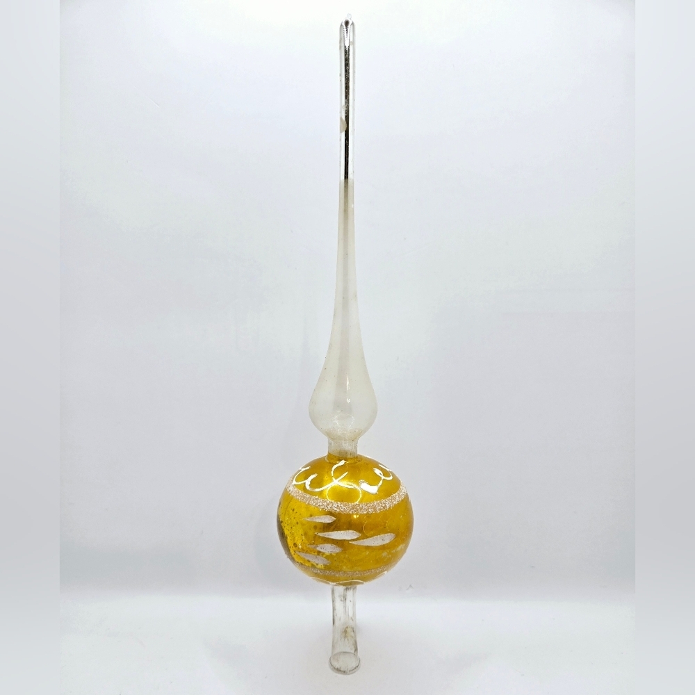 Vintage‎ Glass Tree Topper European Yellow Mica 11"